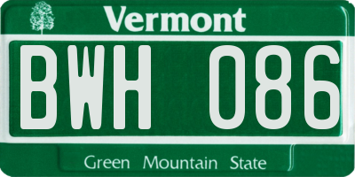 VT license plate BWH086
