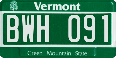 VT license plate BWH091