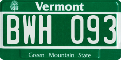 VT license plate BWH093