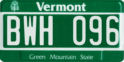 VT license plate BWH096
