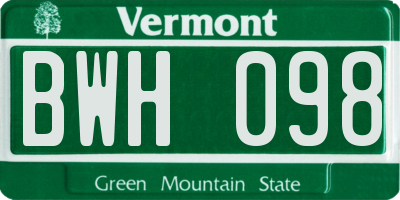 VT license plate BWH098