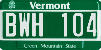 VT license plate BWH104