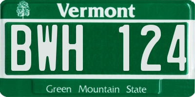 VT license plate BWH124