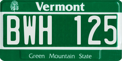 VT license plate BWH125