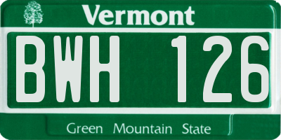 VT license plate BWH126