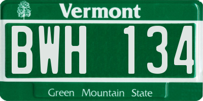 VT license plate BWH134