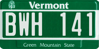 VT license plate BWH141