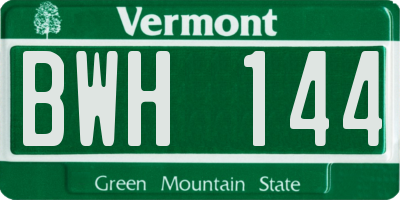 VT license plate BWH144