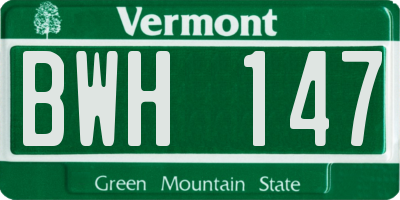 VT license plate BWH147