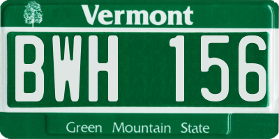 VT license plate BWH156