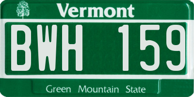 VT license plate BWH159