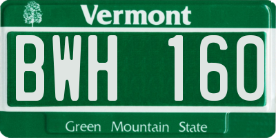 VT license plate BWH160