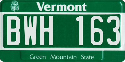 VT license plate BWH163