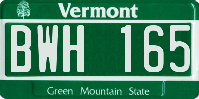 VT license plate BWH165
