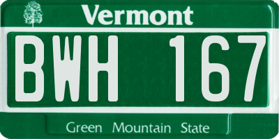 VT license plate BWH167
