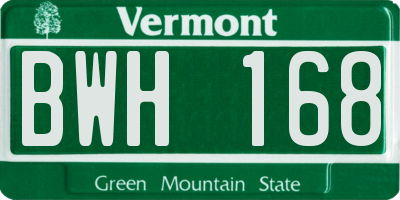 VT license plate BWH168