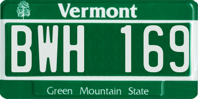 VT license plate BWH169
