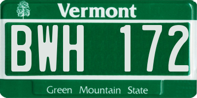 VT license plate BWH172