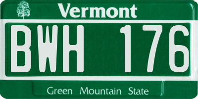 VT license plate BWH176