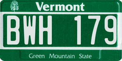 VT license plate BWH179