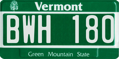 VT license plate BWH180