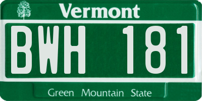 VT license plate BWH181