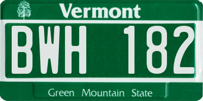 VT license plate BWH182