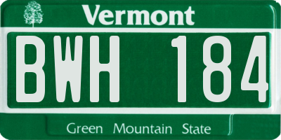 VT license plate BWH184