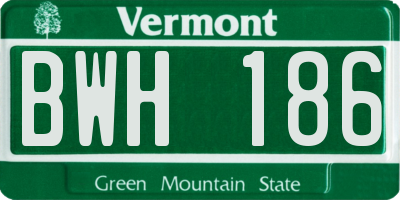 VT license plate BWH186