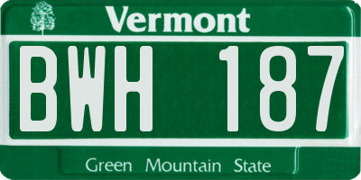 VT license plate BWH187