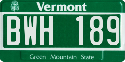 VT license plate BWH189