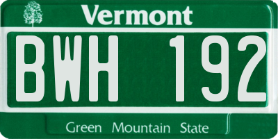 VT license plate BWH192