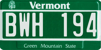VT license plate BWH194