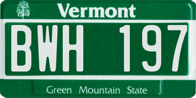 VT license plate BWH197