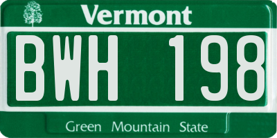 VT license plate BWH198