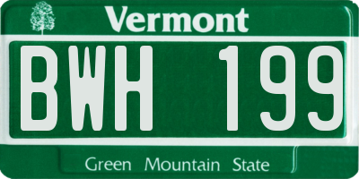 VT license plate BWH199