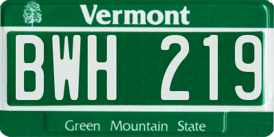 VT license plate BWH219