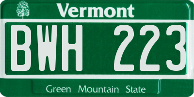 VT license plate BWH223