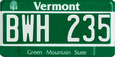 VT license plate BWH235