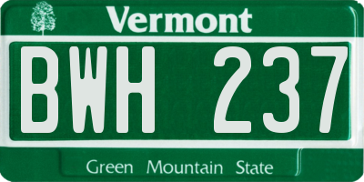 VT license plate BWH237