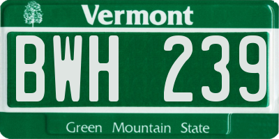 VT license plate BWH239