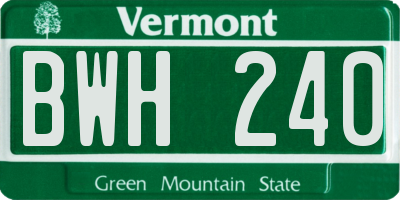 VT license plate BWH240