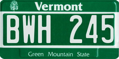 VT license plate BWH245