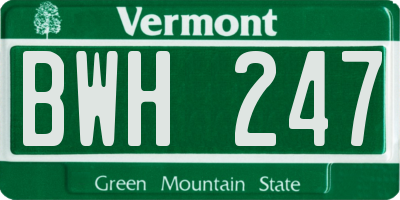 VT license plate BWH247