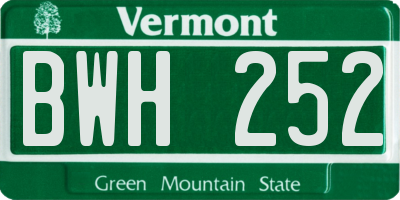 VT license plate BWH252