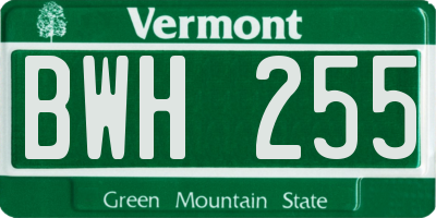 VT license plate BWH255