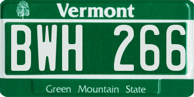 VT license plate BWH266