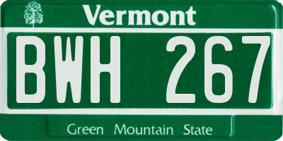 VT license plate BWH267