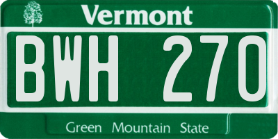 VT license plate BWH270