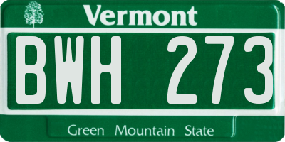 VT license plate BWH273